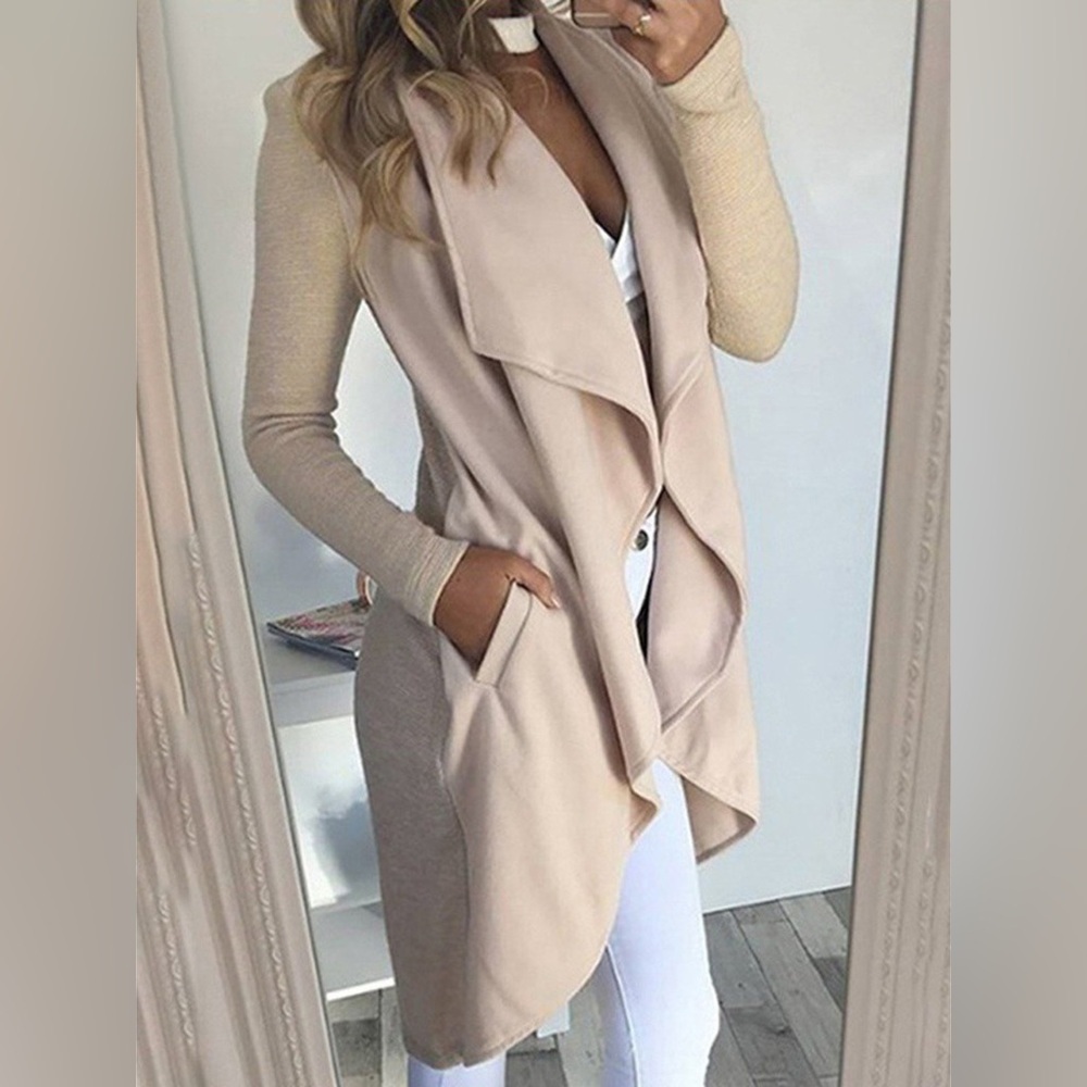 Full Size Lapel Collar Long Sleeve Coat Plus Size